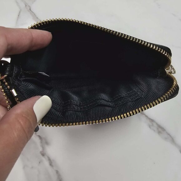 Coach Blue and Black Leopard Pebbled Leather Zip Around Wristlet - Custom Design - Picture 6 of 7